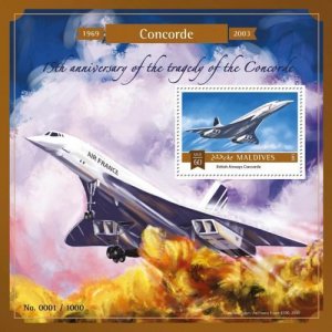 Maldive Islands 2015 BRITISH AIRWAYS CONCORDE s/s Perforated Mint(NH)