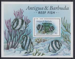 XG-AC556 BARBUDA IND - Wwf, 1986 Fish, Butterflyfish, Overprinted MNH Sheet