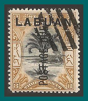 Labuan 1901 Postage Due, Palm Tree, cancelled  J2,SGD2