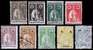 Macao Scott 210-214, 218, 232, 236, 238A (1913-24) Mint/Used H F-VF, CV $47.00 B