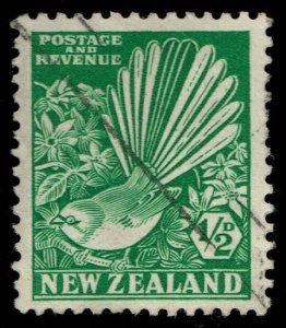 New Zealand #203 Pied Fantail and Clematis; Used