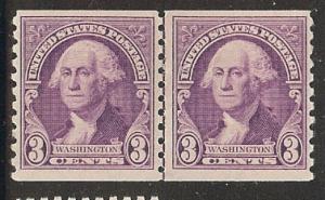 #721 Washington 3c Joint Line Pair Mint Never Hinged