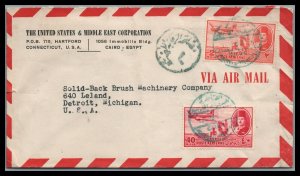 Egypt WW II AIRMAIL CENCORED COVER TO DETROIT