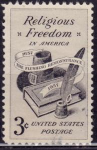 United States, 1957, Religious Freedom, 3c, sc#1099, used