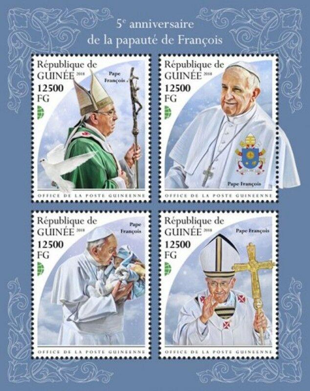 Guinea - 2018 Pope Francis - 4 Stamp Sheet - GU18503a