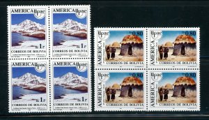 BOLIVIA 1990 SCOTT#808-9 UPAEP TYPE OF 1989 MNH SET OF BLOCKS OF 4 AS SHOWN