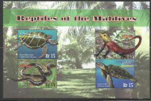 MALDIVE ISLANDS, 3005, MNH, SS, REPTILES