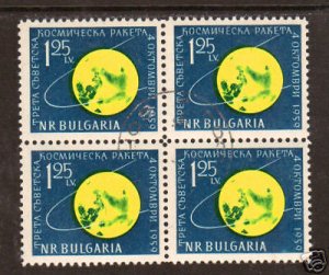 Bulgaria Sc 1093 used 1959 Lunik, Block of 4, VF SPACE