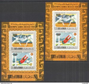 Imperf,Perf Oman Sport Olympic Games Mexico 1968 !!! 2Kb ** Nw0319