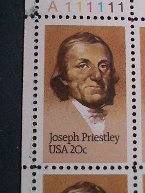 ​UNITED STATES -1983 SC#2038  JOSEPH PRIESTLEY MNH BLOCK OF 4 VERY FINE