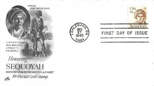 1980 FDC, #1859, 19c Sequoyah, 3 diff. cachets