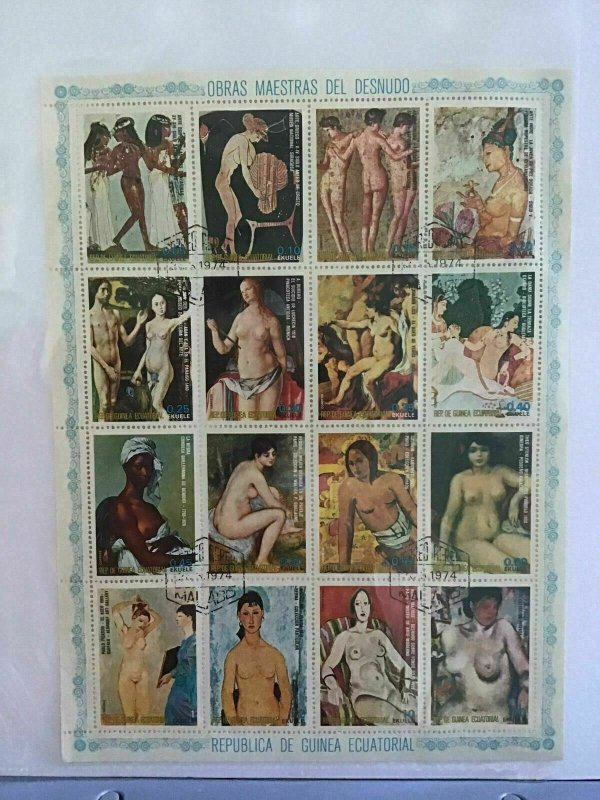 Rep de Guinea Ecuatorial 1974 Nude Works Of Art Stamps Sheet R26003