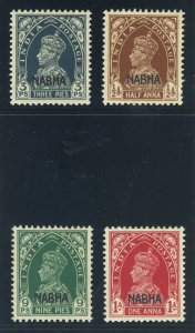 India - Nabha 1941 KGVI set compete MLH. SG 95-98. Sc 87-90.