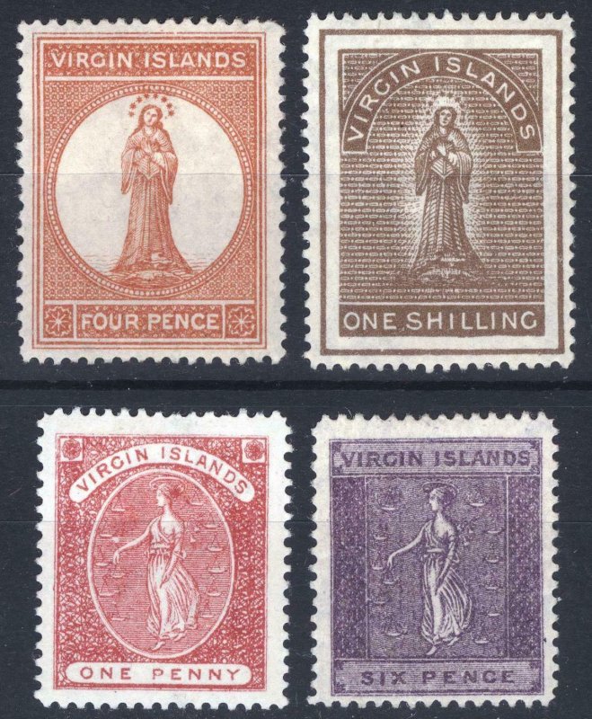 Virgin Is 1887 1d - 1s Ursula SG 32-41 Scott 19,16,17&20 LMM/MLH Cat £103($130)