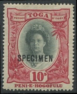 Tonga 1922 SG62 10d Queen Salote SPECIMEN MNH