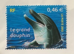 France 2002 Scott 2894 used - 41c,  Marine Life, dolphin, le grand dauphin