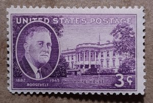 United States #932 3c Franklin D. Roosevelt & the White House MNH (1945)