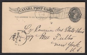 Flag 1-9 Ottawa (JUL 24 1896) on 1c Rosette postal card to New York. $25