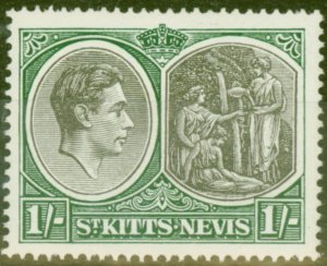 St Kitts & Nevis 1938 1s Black & Green SG75 Fine Very Lightly Mtd Mint
