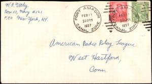 1957 CANAL ZONE ( FORT AMADOR ) MULTI STAMP TO UNITED STATES