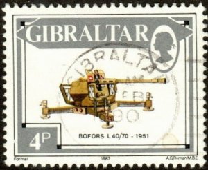 Gibraltar 511 - Used - 4p Bofors L40/70, 1951 (1987)