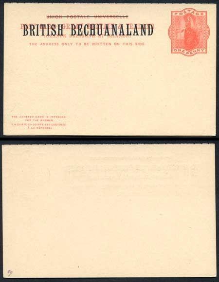 British Bechuanaland O/P on QV 1d Red Foreign Reply Postcard Mint