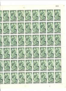 GIBRALTAR 1949 S. W..#121 FULL SHEET (NO SEPARATIONS) MNH C.V.$60.00