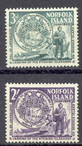 Norfolk Island Sc# 19-20 MH 1956 Seal & Settlers