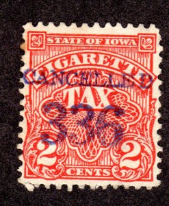 US State Revenue, IOWA  Cigarette Stamp SRS # C9, used. Lot 200558 -02