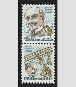 U.S.#C94a Chanute & Biplane 21c Vert.Pair (C93-94), MNH. Minor gum disturb.