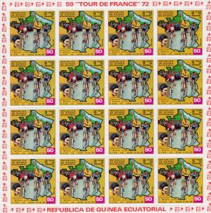 Equatorial Guinea 1973 Mi#259/265 TOUR DE FRANCE 7 Mini-Sheetlets Perforated .