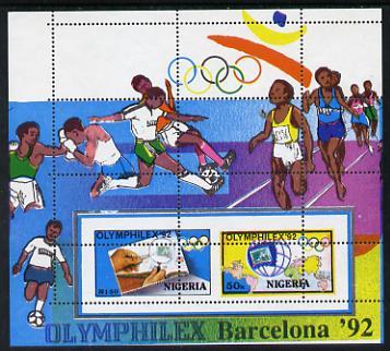 Nigeria 1992 'Olymphilex 92' Olympic Stamp Exhibition m/s...