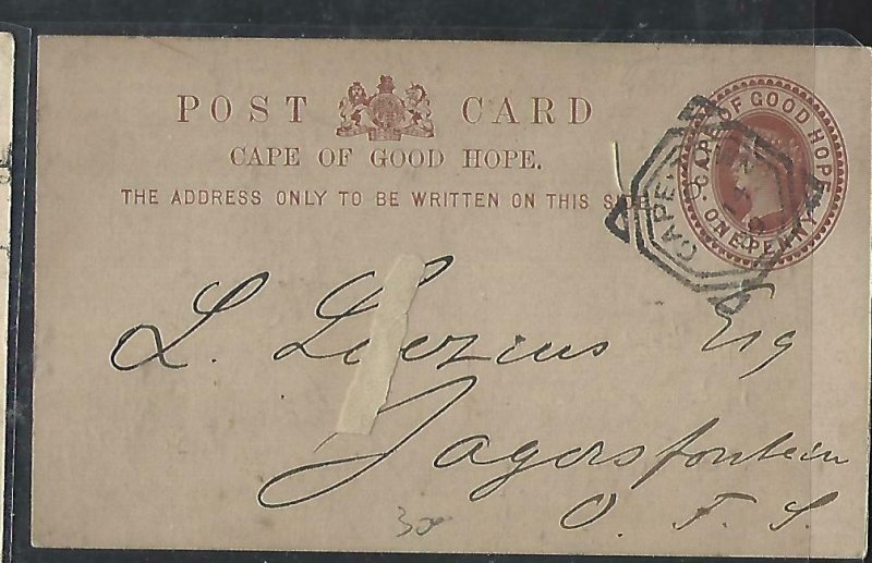CAPE OF GOOD HOPE POSTAL STATIONERY (P0311B) 1889 QV 1D PSC TO OFS