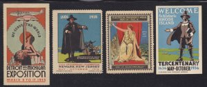 US Vintage Mixed lot 1935 Detroit We Serve the World,NJ Cinderella Stamps L233