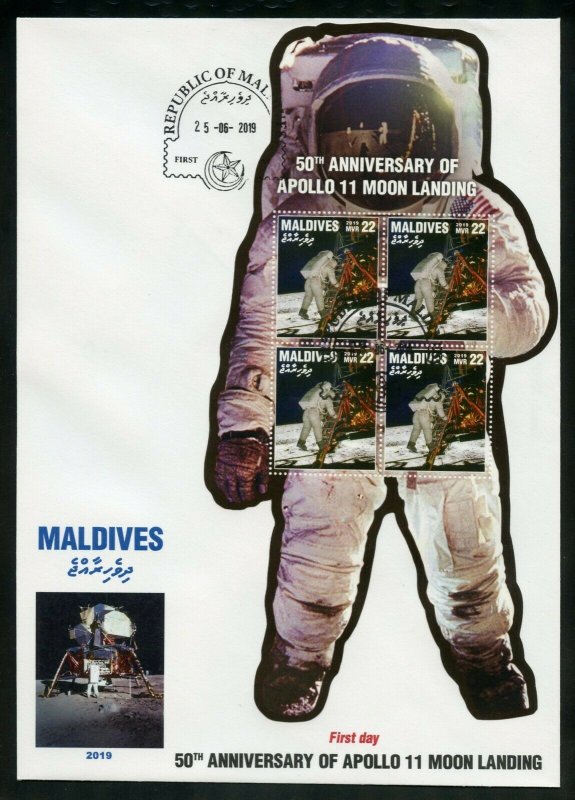 MALDIVES 2019 50th ANNIVERSARY  OF APOLLO 11 MOON  LANDING  SHEET III  FDC