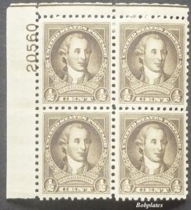 BOBPLATES #704 Washington Upper Left Plate Block 20560 F-VF HR SCV=$5