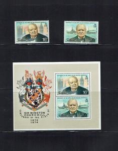 Falkland Islands 1976 Churchill Birth Centenary, set + m/s, MNH