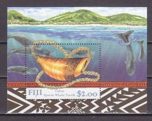 Fiji, Scott cat. 824a. Sperm Whale`s Tooth s/sheet.