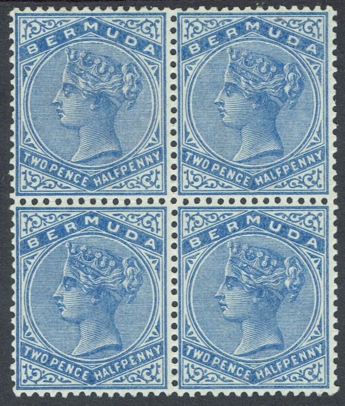 BERMUDA 1883 QV 2½D DEEP ULTRAMARINE BLOCK 