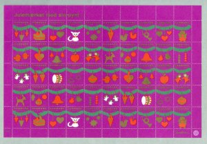 Denmark. 1977 Christmas Sheet. Mnh. Folded. 4 Sides Perfor. Decoration.Cat,Fish.