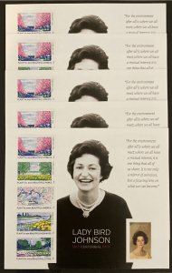 U.S. 2012 #4716 S/S, Lady Bird Johnson, Wholesale lot of 5, MNH.