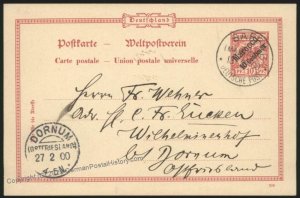 Germany 1900  SAFFI Morocco Postal Card Cover 111455