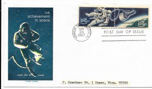 US 1331-1332 (Me-19) 5c Space Accomplishments pair FDC Fluegel Cachet ECV $60.00