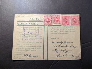 1944 Egypt Airmail Cover BPO to Dunbar East Lothian Scotland J M Rennie