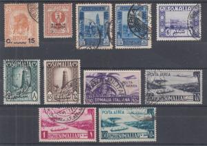 Somalia Sc 13/C24 used. 1906-50 issues, 11 different better singles, sound, F-VF