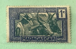 Madagascar 1933 Scott 147 MH - 1c, Country life, farmer & cattle