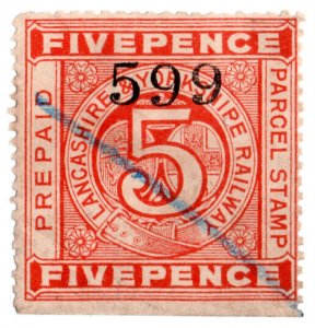 (I.B) Lancashire & Yorkshire Railway : Prepaid Parcel Stamp 5d