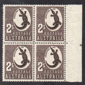 Australia Sc 302 1956 2/ Crocodile stamp block of 4 mint NH