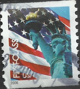 P.N.C. S1111 # 3967 USED FLAG AND STATUE OF LIBERTY