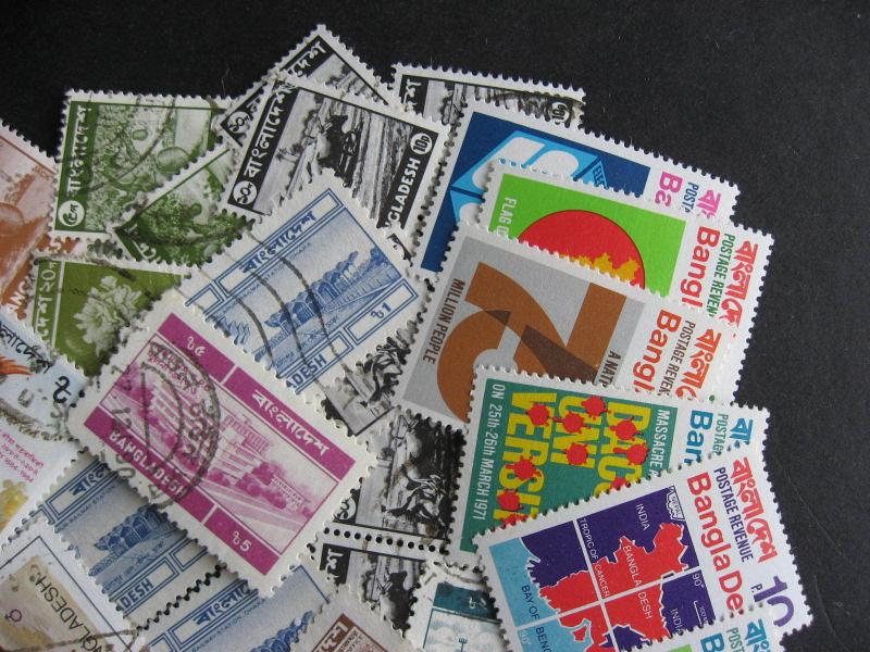 Scrap pile of 55 BANGLADESH. Duplicates, mixed condition,what lurks?